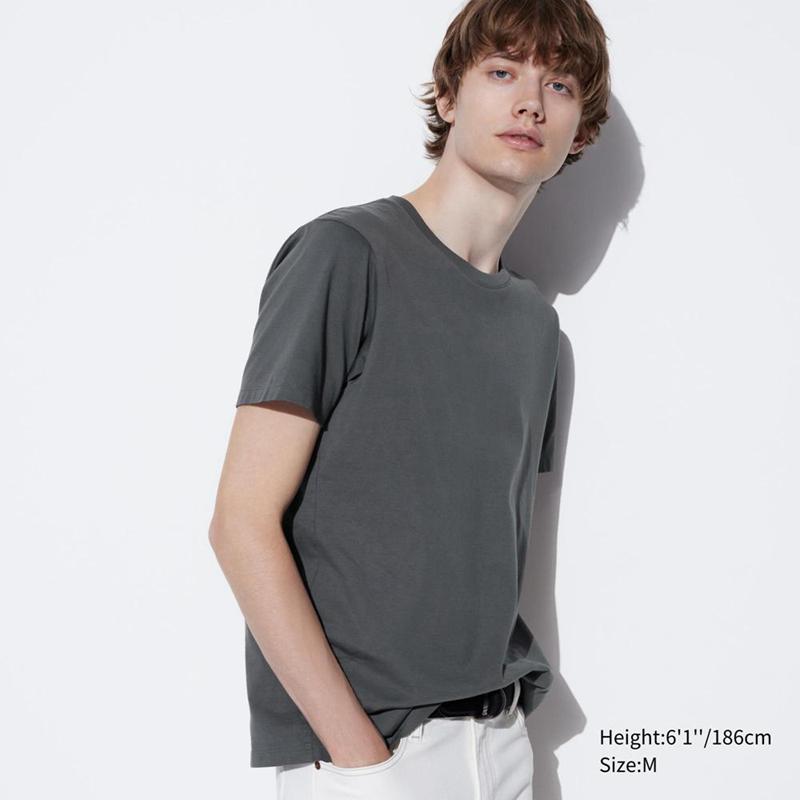 Uniqlo Supima Cotton Crew Neck Men T-Shirt Grey  US |  CNJM-20178