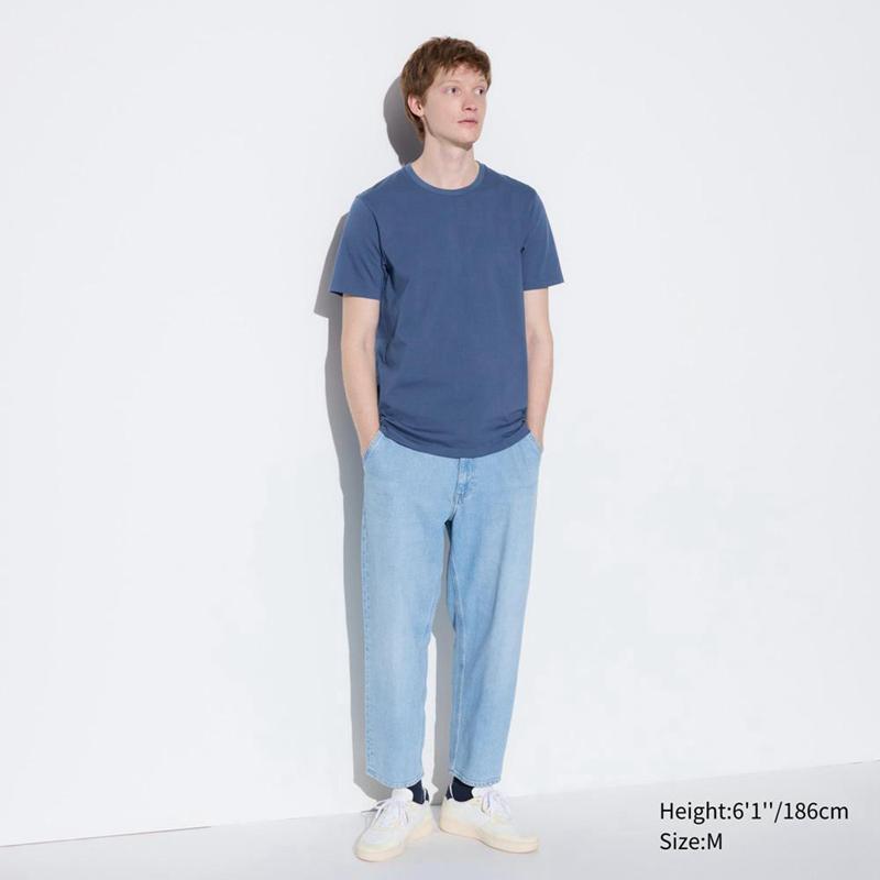 Uniqlo Supima Cotton Crew Neck Men T-Shirt Blue  US |  SIWB-76091