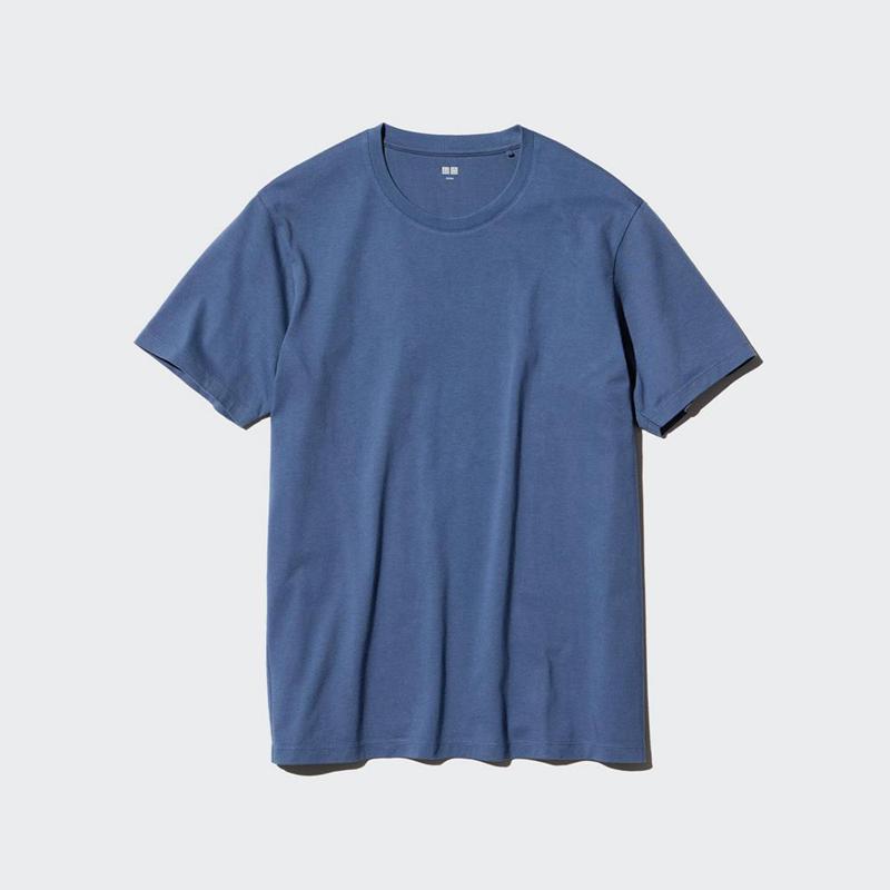 Uniqlo Supima Cotton Crew Neck Men T-Shirt Blue  US |  SIWB-76091