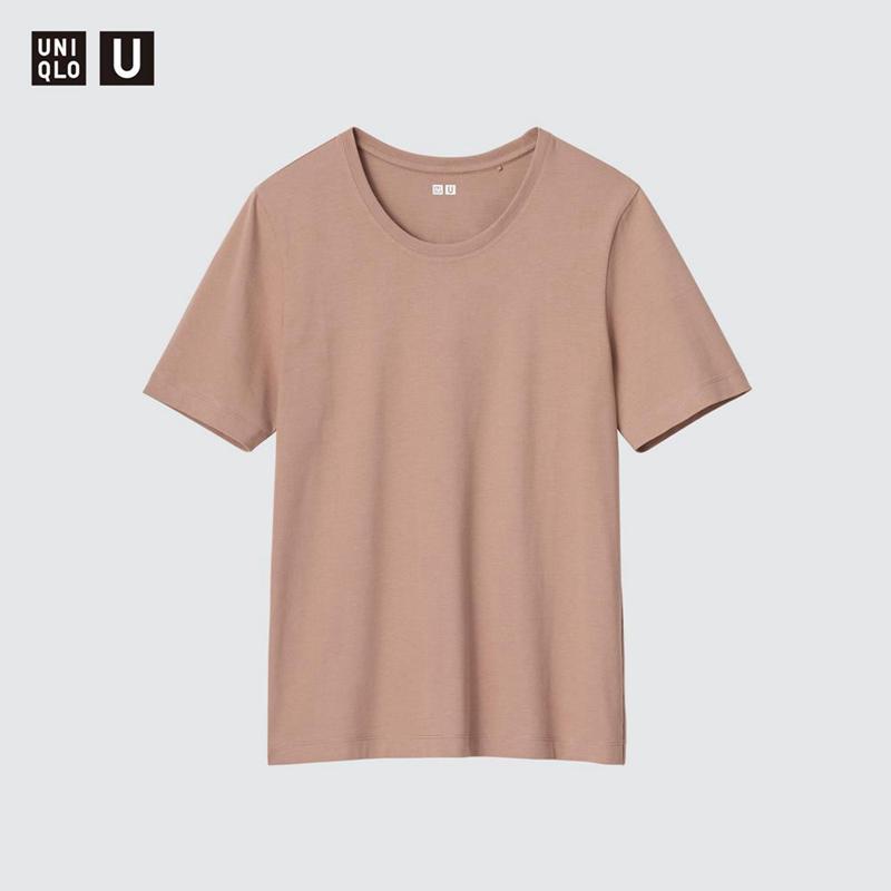 Uniqlo Supima Cotton Crew Neck Women T-Shirts Pink  US |  UPLN-20658