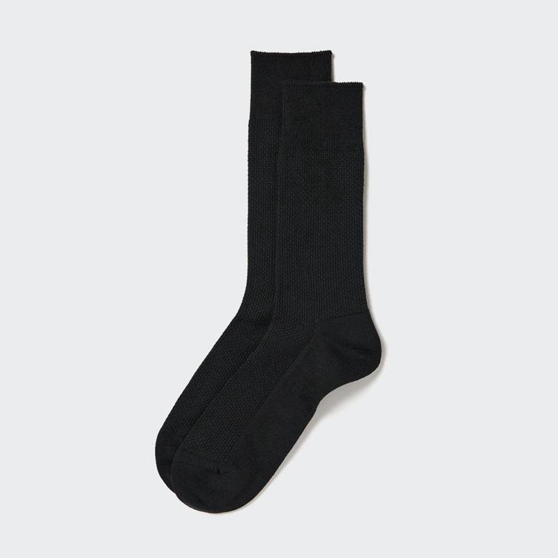 Uniqlo Supima Cotton (Piqué) Men Socks Black  US |  WLDJ-85049