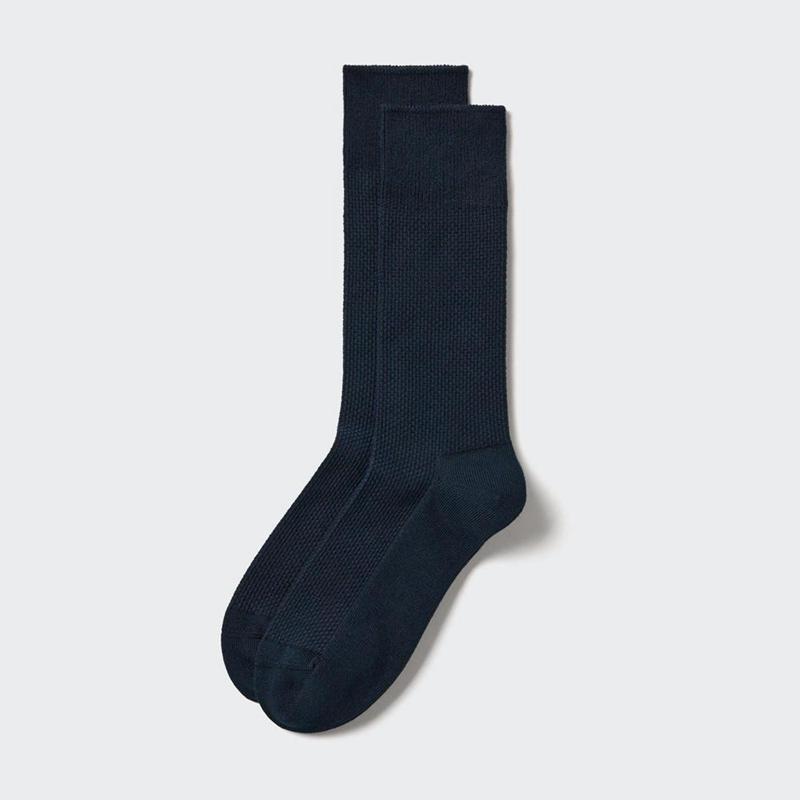 Uniqlo Supima Cotton (Piqué) Men Socks Blue  US |  KOMU-94805