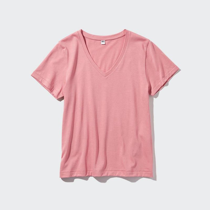 Uniqlo Supima Cotton V Neck Women T-Shirts Blue  US |  OLXV-82194