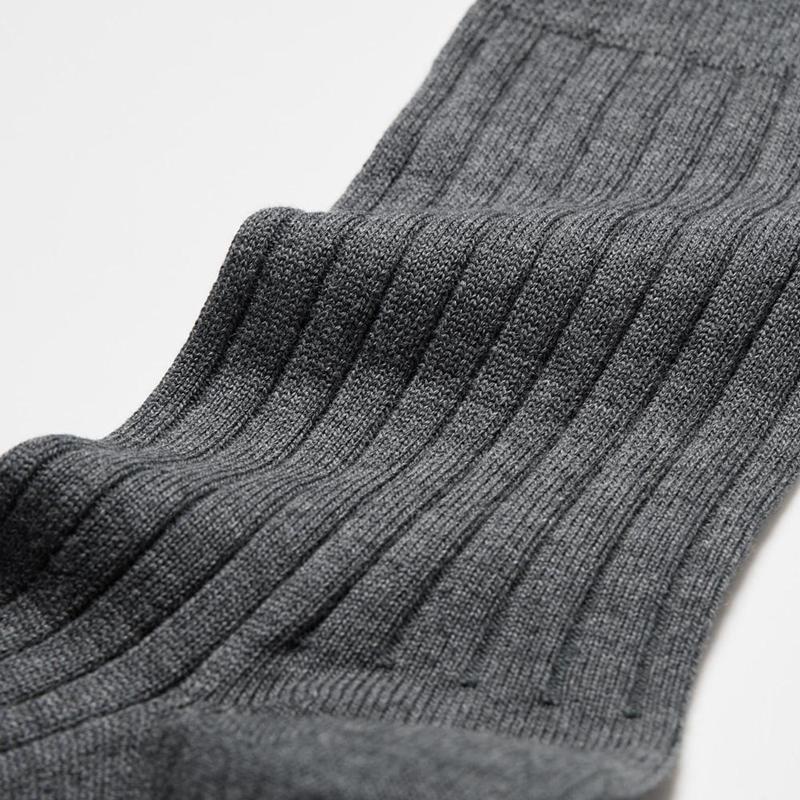 Uniqlo Supima Cotton (Wide Ribbed) Men Socks Black  US |  WZKV-84593