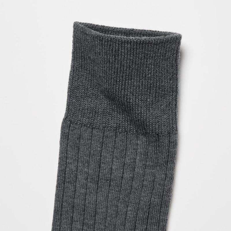 Uniqlo Supima Cotton (Wide Ribbed) Men Socks Black  US |  WZKV-84593