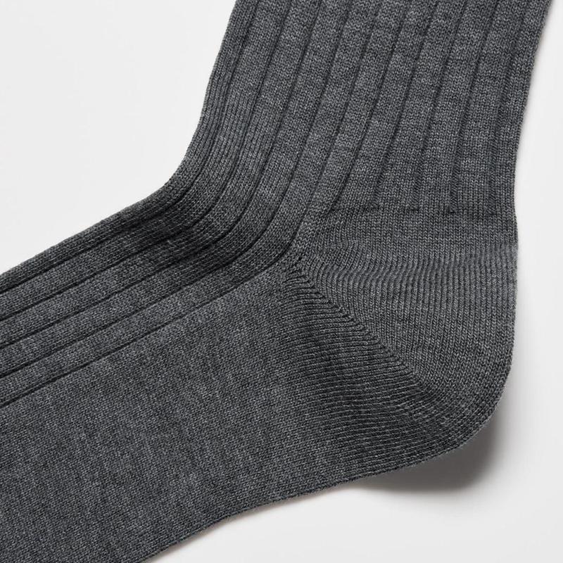 Uniqlo Supima Cotton (Wide Ribbed) Men Socks Black  US |  WZKV-84593