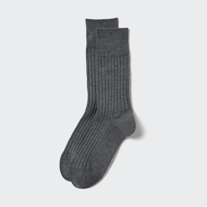 Uniqlo Supima Cotton (Wide Ribbed) Men Socks Dark Grey  US |  SOMX-91473