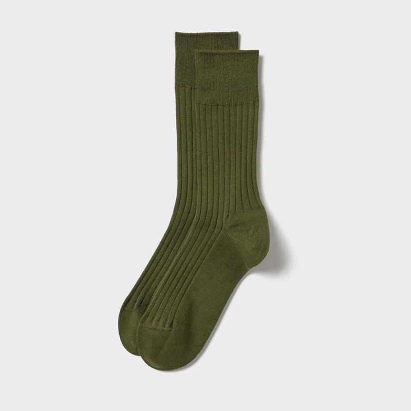 Uniqlo Supima Cotton (Wide Ribbed) Men Socks Green  US |  QVUC-58263