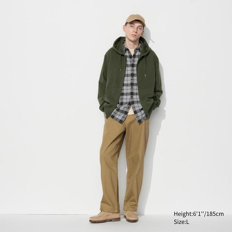 Uniqlo Sweat Full-Zip Men Hoodie Olive  US |  BMUO-61087