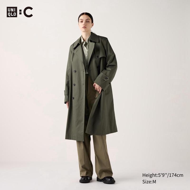 Uniqlo Trench Women Coats Olive  US |  AIVB-61902