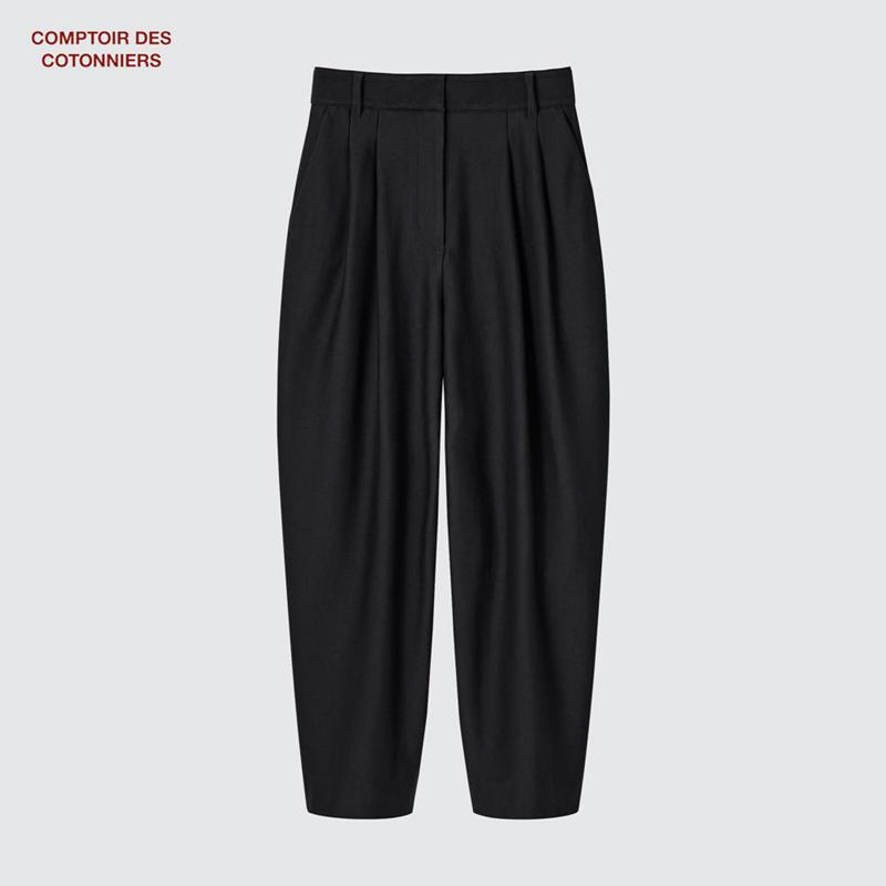 Uniqlo Twill Jersey Cargo Women Trousers Black  US |  PNQZ-93402