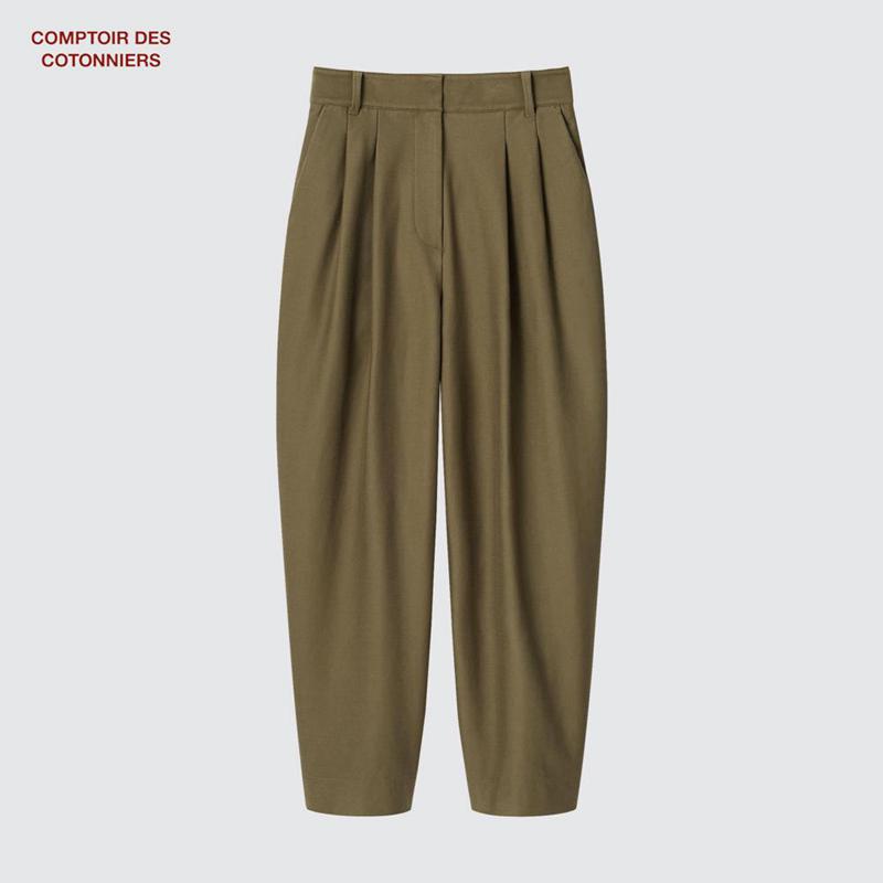 Uniqlo Twill Jersey Cargo Women Trousers Olive  US |  JCYK-90286