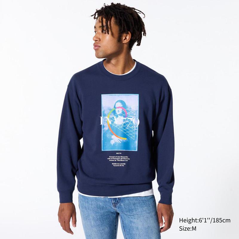 Uniqlo UT Archive Louvre Graphic Men Sweatshirt Navy  US |  EGBY-60934