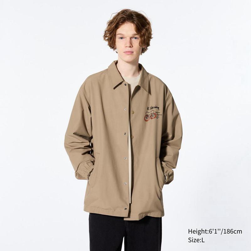 Uniqlo UT Graphic Coach (Keith Haring) Men Jackets Beige  US |  HBPA-10967