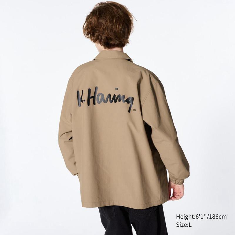 Uniqlo UT Graphic Coach (Keith Haring) Men Jackets Beige  US |  HBPA-10967