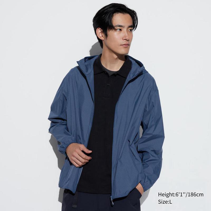 Uniqlo UV Protection Pocketable (Print) Men Parka Blue  US |  ZOYS-31276