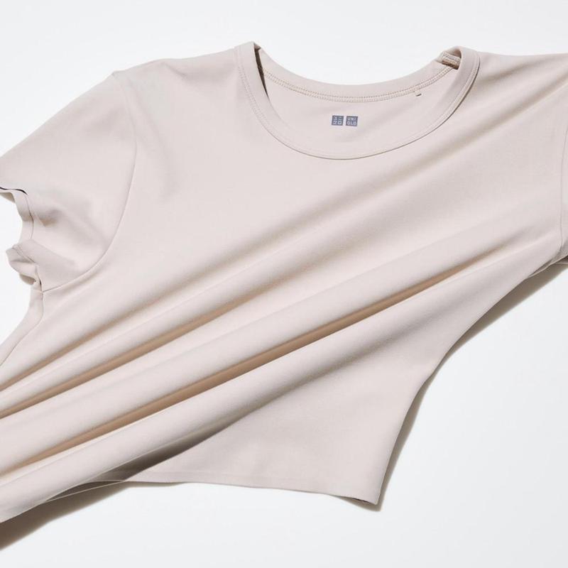 Uniqlo Ultra Stretch AIRism Cropped Women T-Shirts Pink  US |  YLQV-61435