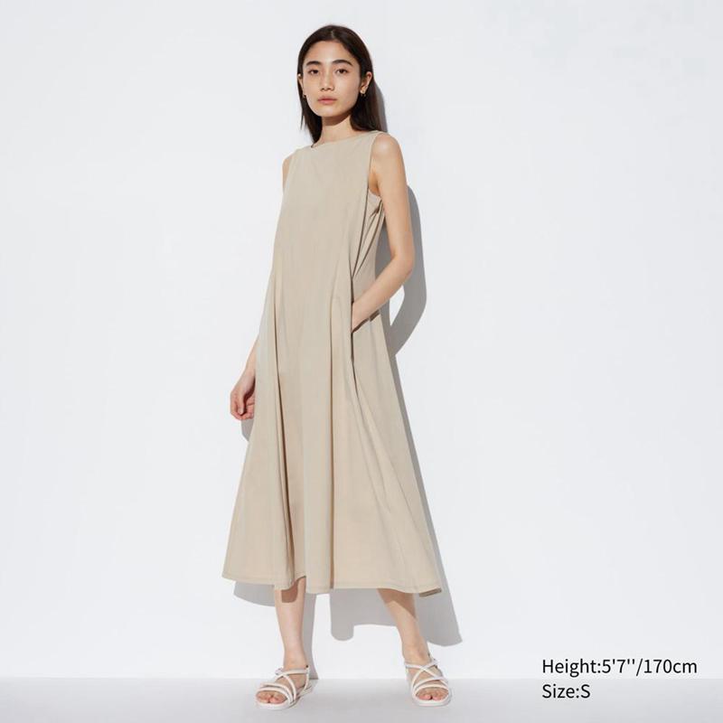 Uniqlo Ultra Stretch AIRism (Sleeveless) Women Dress Beige  US |  YNXD-76109