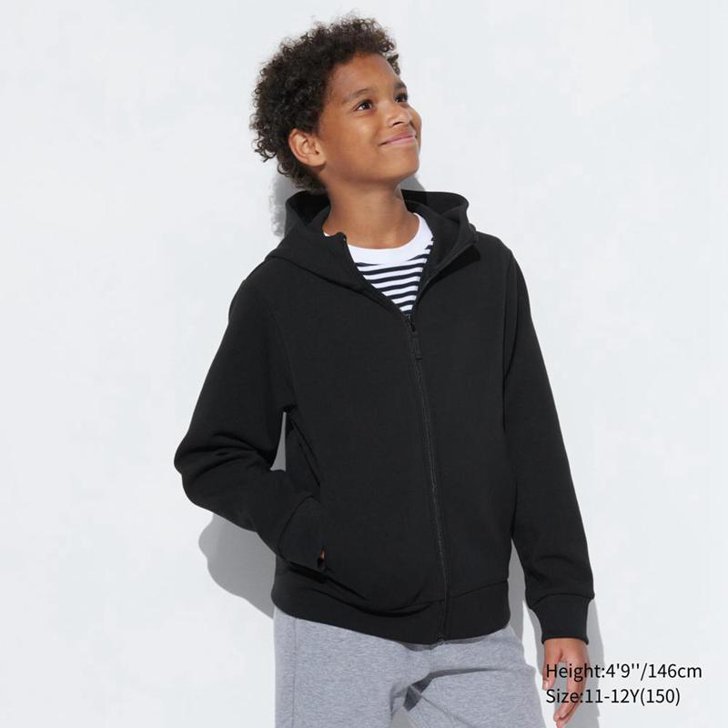 Uniqlo Ultra Stretch DRY Sweat Full-Zip Kids\' Hoodies Black  US |  SJFL-74053