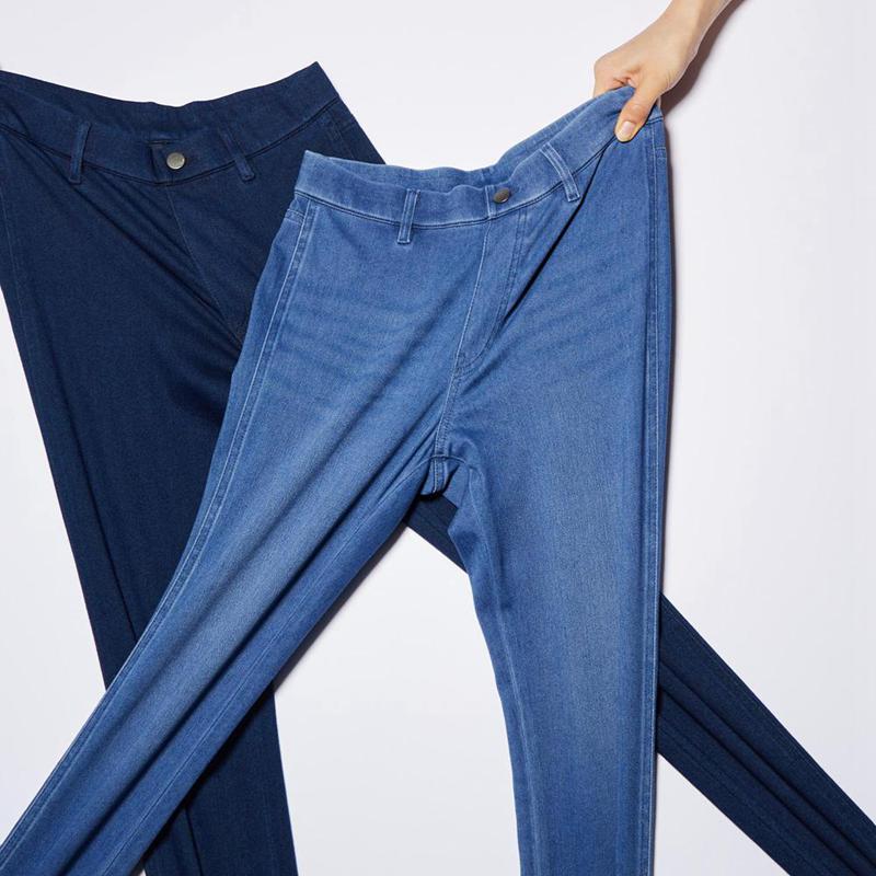 Uniqlo Ultra Stretch Denim (Long) Women Leggings Blue  US |  UKNQ-81402