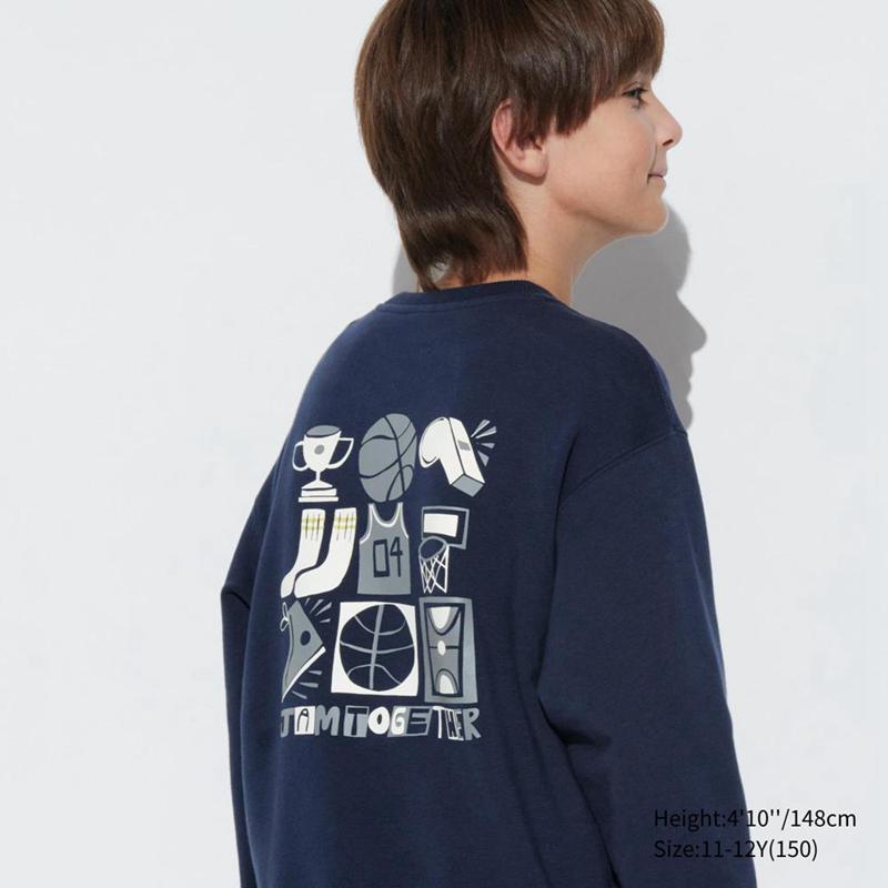 Uniqlo Ultra Stretch (Graphic) Kids' Sweatshirts Navy  US |  UDIE-40185