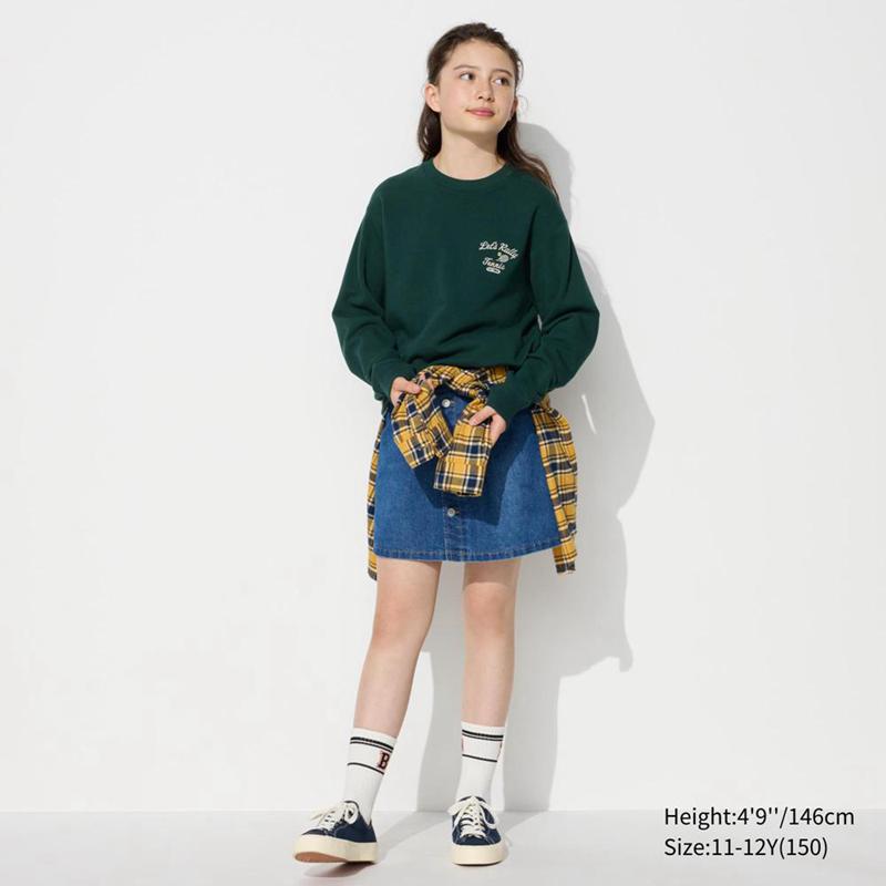 Uniqlo Ultra Stretch (Graphic) Kids' Sweatshirts Green  US |  UNWO-25098