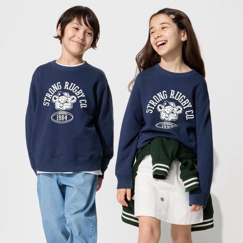 Uniqlo Ultra Stretch Graphic Kids\' Sweatshirts Navy  US |  KYZB-58639