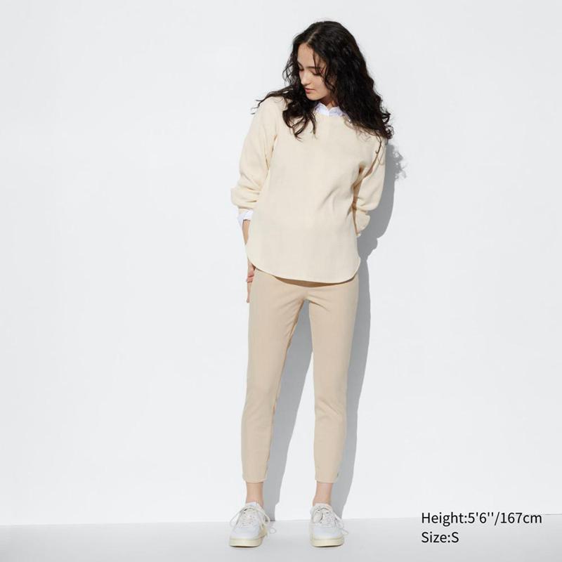 Uniqlo Ultra Stretch High Rise Cropped Fit Women Leggings Beige  US |  FUVJ-43182