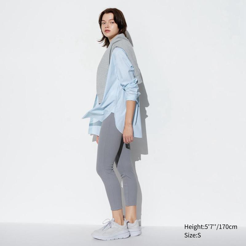 Uniqlo Ultra Stretch High Rise Cropped Fit Women Leggings Grey  US |  YUMA-46391