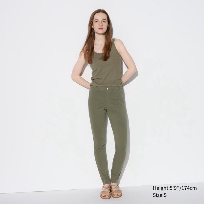 Uniqlo Ultra Stretch (Long) Women Leggings Olive  US |  YNTR-49032