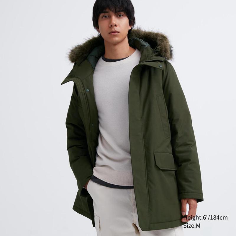 Uniqlo Ultra Warm Hybrid Down Men Coat Olive  US |  TSPW-23560