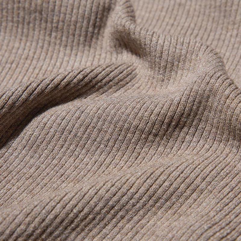 Uniqlo Washable Knit Ribbed Polo Women Jumper Brown  US |  LXDK-84925