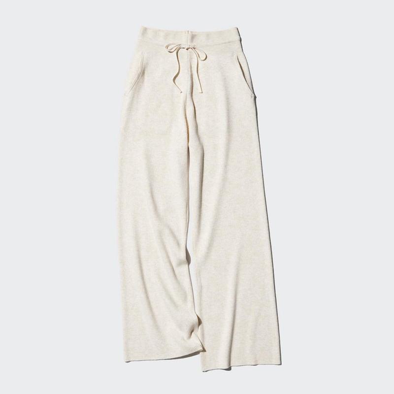 Uniqlo Washable Knit Ribbed Women Trousers Blue  US |  YQJR-98723