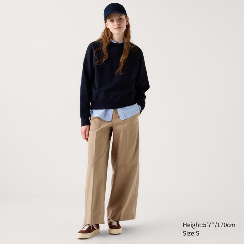 Uniqlo Wide Chino Women Trousers Beige  US |  WUCM-84136