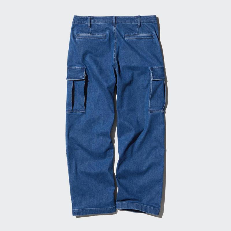 Uniqlo Wide Denim Cargo Men Trousers Blue  US |  LWQI-02367