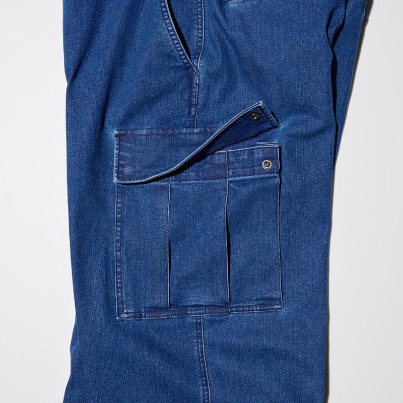 Uniqlo Wide Denim Cargo Men Trousers Blue  US |  LWQI-02367