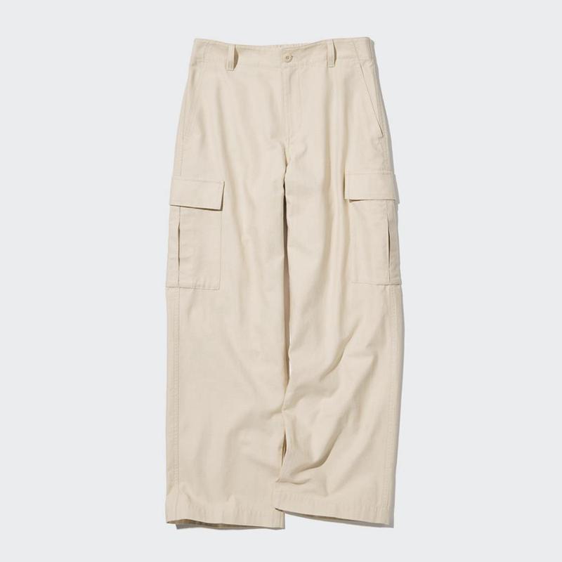 Uniqlo Wide Straight Cargo (Long) Women Trousers Green  US |  WMCG-42517