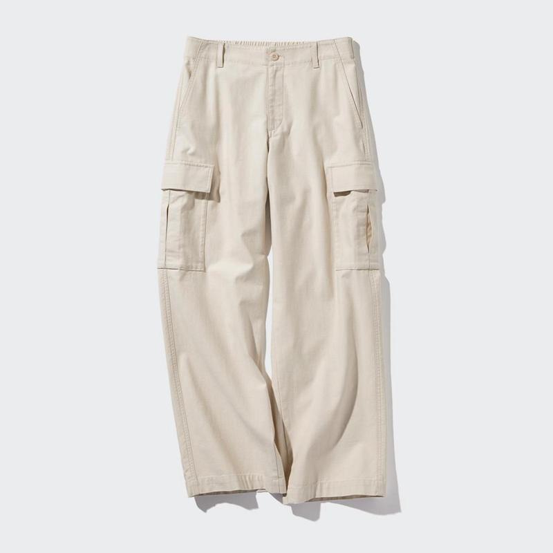 Uniqlo Wide Straight Cargo Women Trousers Natural  US |  GHRI-54916