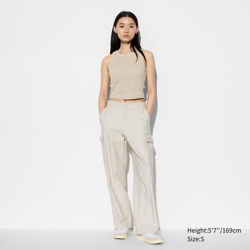 Uniqlo Wide Straight Cargo Women Trousers Dark Grey  US |  CQFE-17086