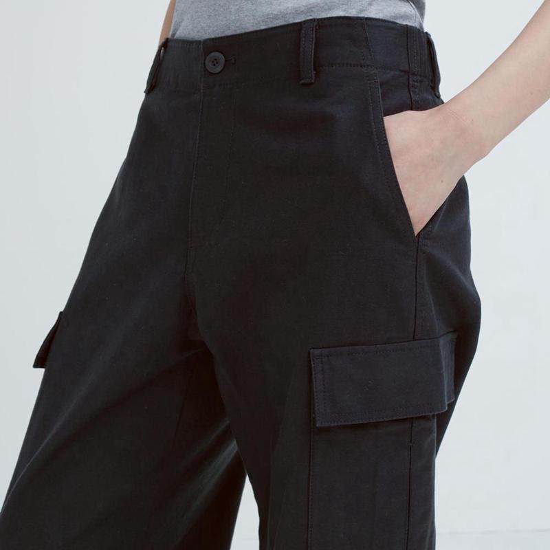 Uniqlo Wide Straight Cargo Women Trousers Dark Grey  US |  RYAX-13049