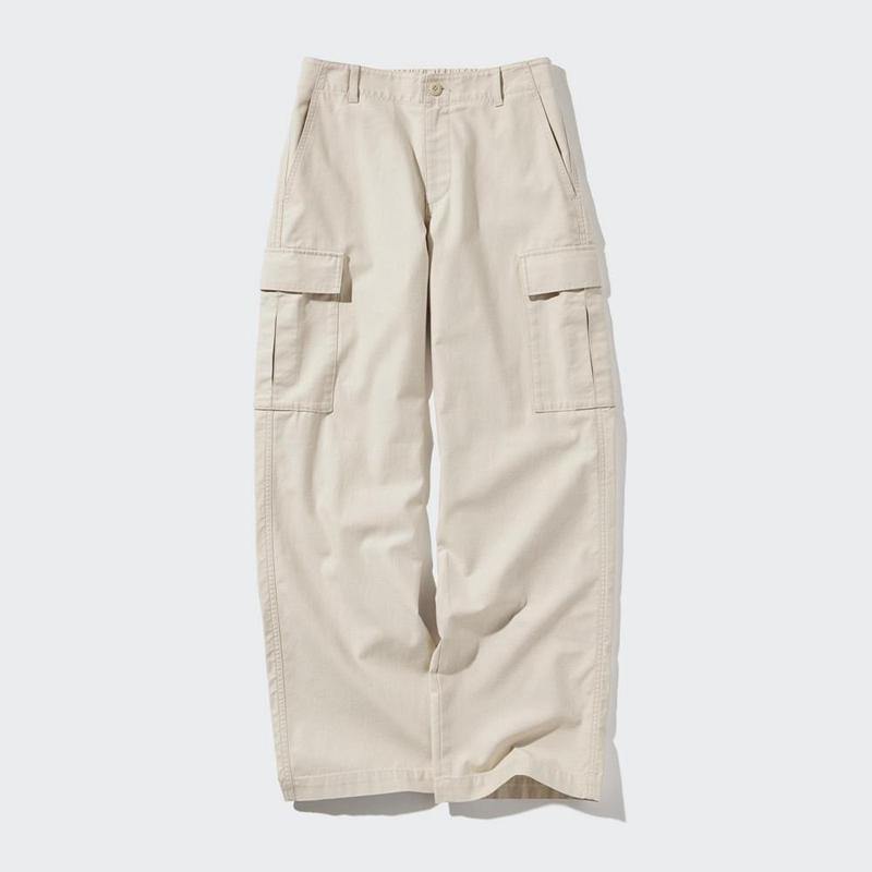 Uniqlo Wide Straight Leg Cargo (Long) Women Trousers Olive  US |  WDOY-16850