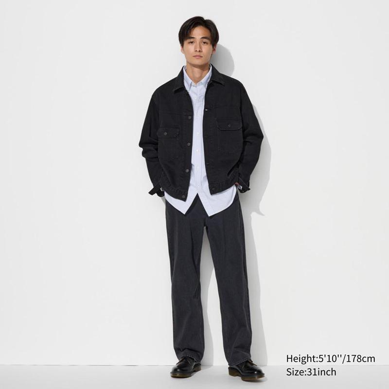 Uniqlo Wide Straight Men Jeans Dark Grey  US |  TZON-13792