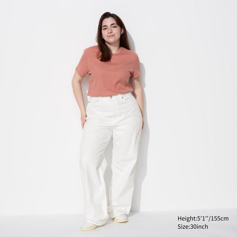 Uniqlo Wide Straight Women Jeans Grey  US |  SDGY-37560