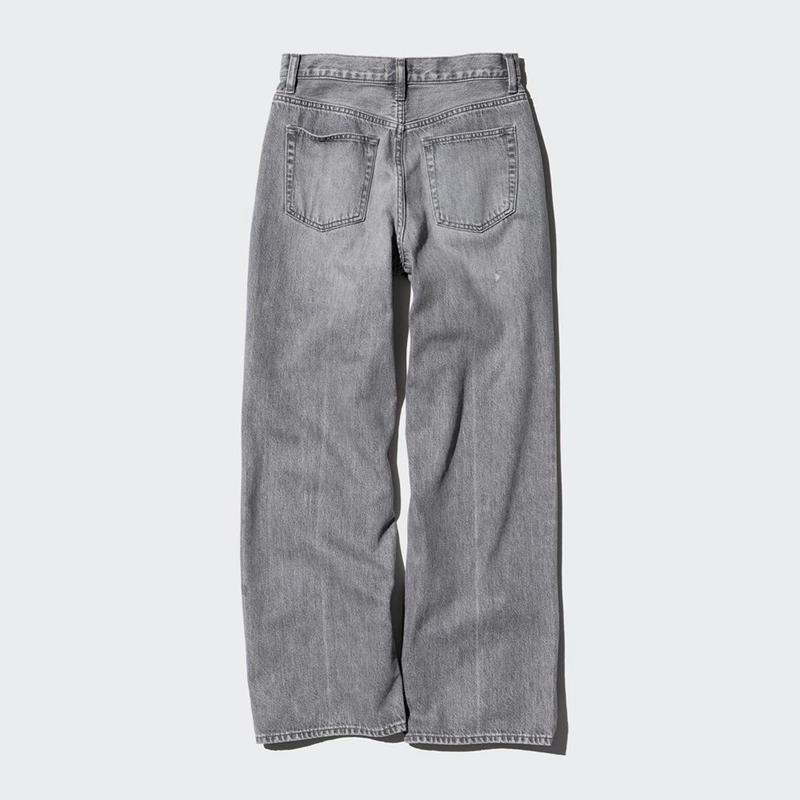 Uniqlo Wide Straight Women Jeans Grey  US |  SDGY-37560