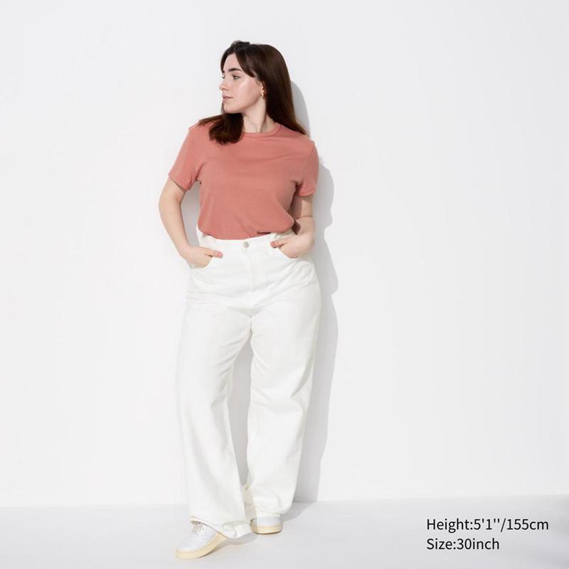 Uniqlo Wide Straight Women Jeans White  US |  VWXH-87164