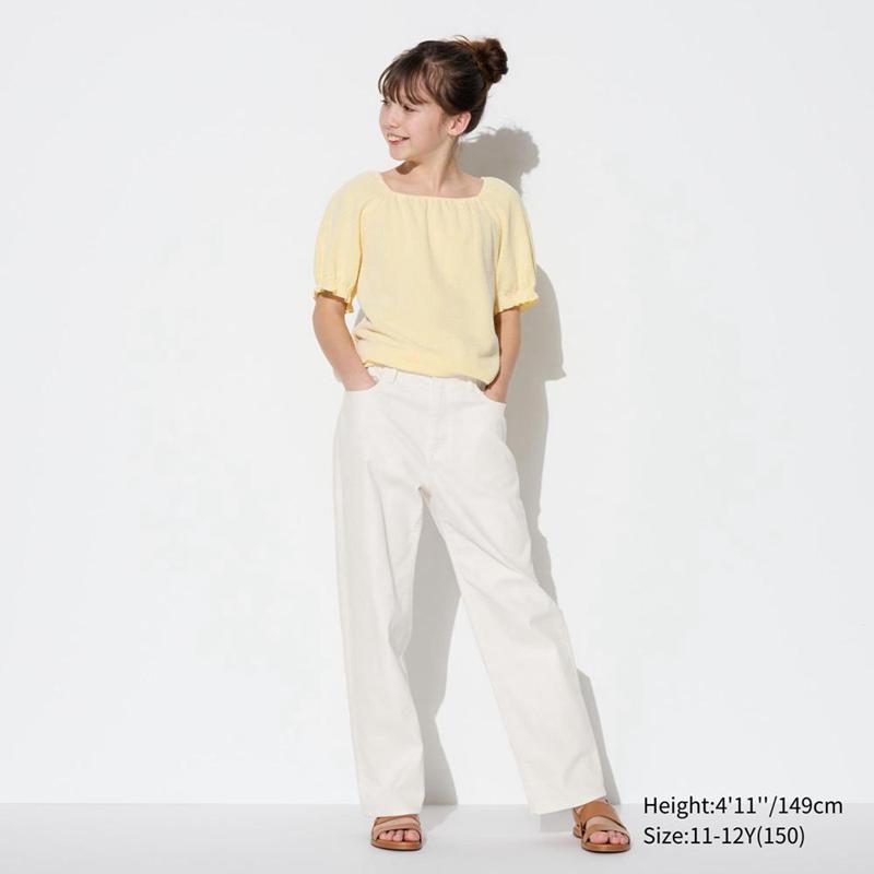 Uniqlo Wide (Zip-Fly) Kids' Jeans Off White  US |  VGUJ-59104