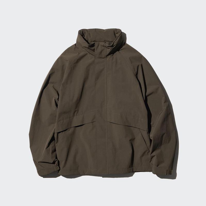 Uniqlo Windproof Stand Collar Blouson Men Jackets Olive  US |  AZCV-90812