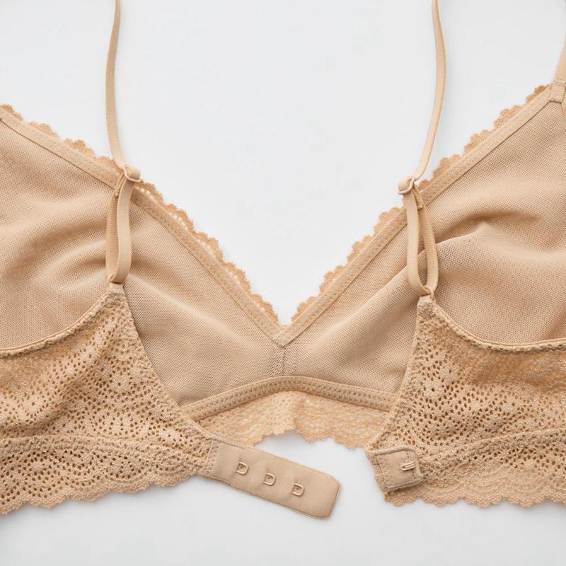 Uniqlo Wireless (No Cup, Stretch Lace) Women Bras Beige  US |  JTYG-54371