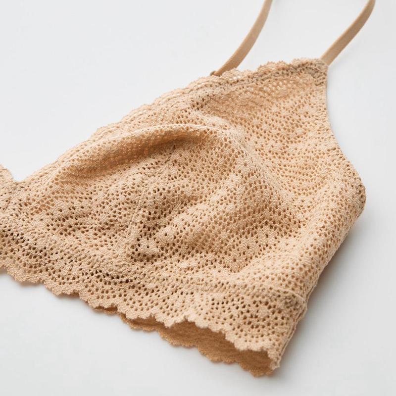 Uniqlo Wireless (No Cup, Stretch Lace) Women Bras Beige  US |  JTYG-54371