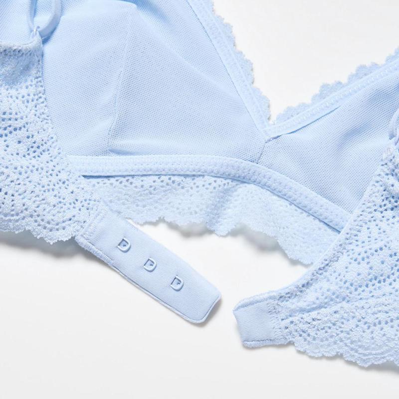 Uniqlo Wireless (Stretch Lace, No Cup) Women Bras Light Blue  US |  LBWK-95784